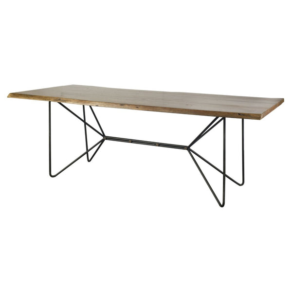 Mercana Papillion II Rectangular Dining Table - Live Edge Acacia Wood with Butterfly-Inspired Iron Base 67623-AB