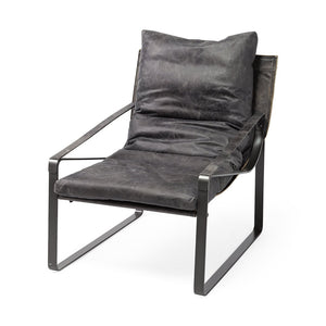 Mercana Hornet II Sculpted Leather Accent Chair with Industrial Iron Frame for Modern Living Spaces 67602