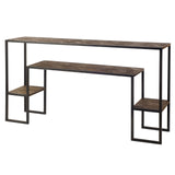 Parquet 13.5L x 60W x 33H Wooden Multi-Shelf and Black Metal Frame Console Table