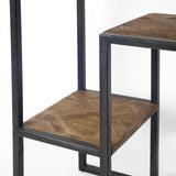 Mercana Parquet 13.5L x 60W x 33H Wooden Multi-Shelf and Black Metal Frame Console Table  67552