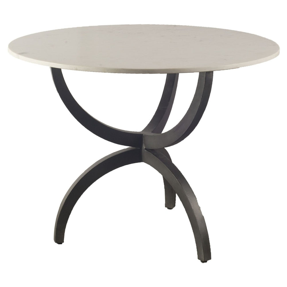 Mercana Veneto Dining Table - Elegant Round White Marble Top with Stylish Black Metal Base for Modern Spaces 67503-AB