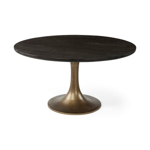 Mercana McLeod Round Dining Table - Solid Mango Wood Top with Sleek Gold Metal Base for Modern Spaces 67502-AB
