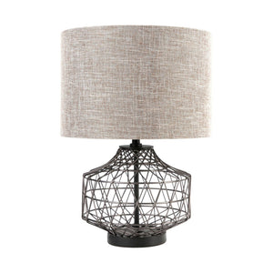 Mercana Clark Table Lamp: Sculptural Metal Base with Soft Linen Shade for Modern, Industrial Spaces 67703
