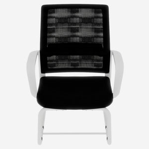 English Elm Minimalist breathable mesh office chair with curved support, cushioned seat, stable iron frame for long workdays White+Black W1935P338539