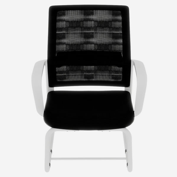 English Elm Minimalist breathable mesh office chair with curved support, cushioned seat, stable iron frame for long workdays White+Black W1935P338539