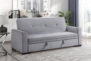 English Elm Modern Velvet Tufted Sleeper Sofa with Storage Cup Holders and Usb Charging Ports B011P256229