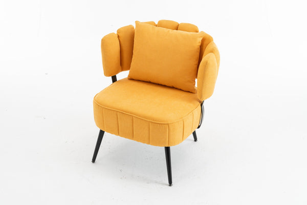 English Elm Decorative Chenille Barrel Tub Chair with Pocket Coil Cushion for Cozy Reading Nooks Yellow W5188P462022