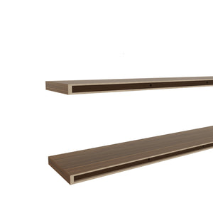 English Elm Floating Shelves 2-Tier Mahogany Finish - Stylish Wall-Mounted Storage For Home & Office Decor B097P250912