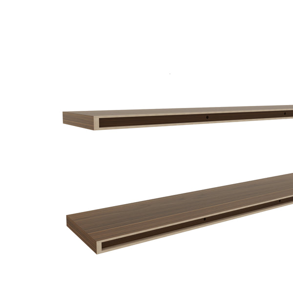 English Elm Floating Shelves 2-Tier Mahogany Finish - Stylish Wall-Mounted Storage For Home & Office Decor B097P250912