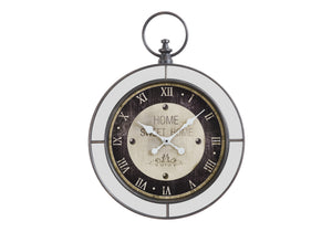English Elm Clocks, Vintage Glamour 18" Round Wall Clock In Brown Mirror Frame With Silent Quartz Movement B2710P287099