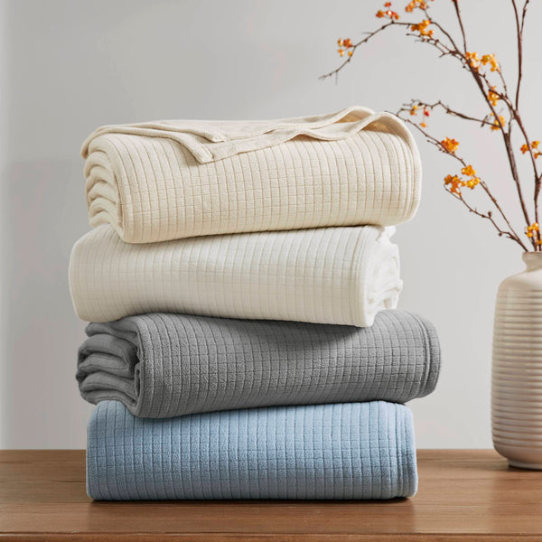 English Elm Microfleece Twin Blanket 66x90 | Ultra-Soft 100% Polyester Brushed Microfleece, Anti-Pilling Grid Touch Blue 15.55 L x 12.4 W x 4.72 H B035P294150