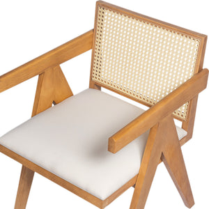 English Elm Christopher Knight Home® - Chandigarh Arm Dining Chairs Set Of 2 - Stylish Cane Upholstered Kitchen Chairs With Comfort & Charm N768P241396N