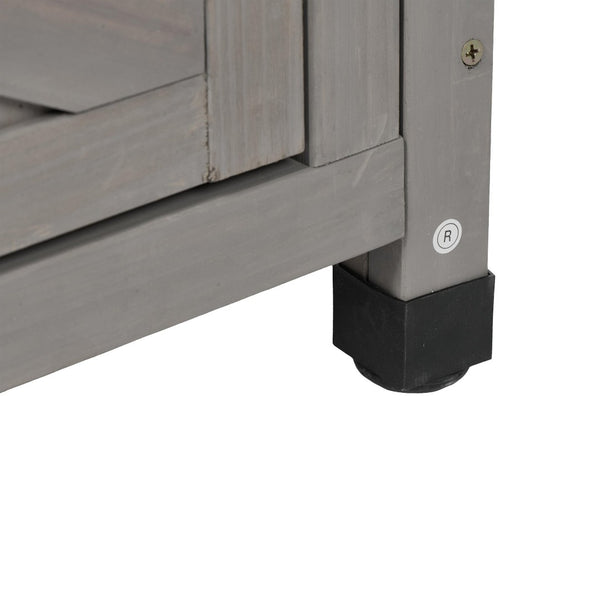 English Elm Wooden Solid Bar Height Buffet Cabinet with Slatted Panels for Patio or Dining W2640P262542