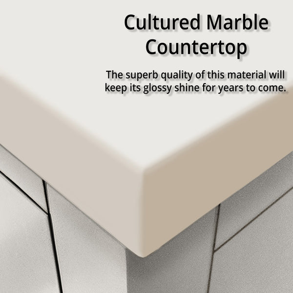 English Elm White Double Bath Vanity Set With Cultured Marble Top & Two 36" Mirrors – Stylish & Functional Upgrade B2731S01579-GIGA