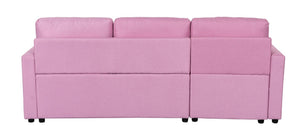 English Elm Sorrelle Linen Sleeper Sectional with Reversible Chaise and Hidden Storage Compartment Pink B2749S00041