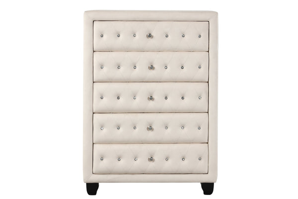 English Elm Encore Modern 5-Piece King Bedroom Set With Tufted Upholstered Headboard & Spacious Storage Solutions B009S01714