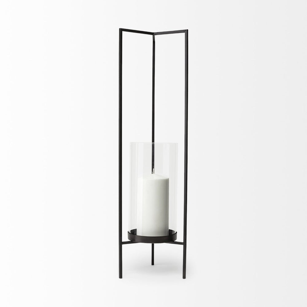 Mercana Abigail I Elegant Gunmetal Candle Holder - Sculptural Design for Mid-Century Modern Decor 67699