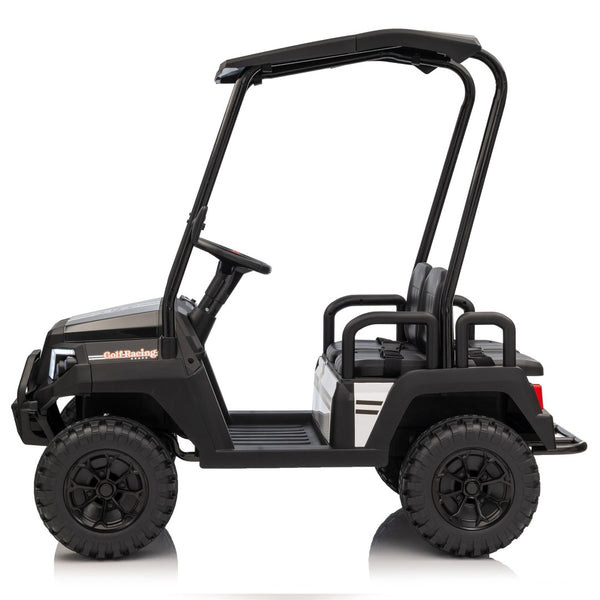 English Elm 24v Kids Electric Ride on Truck Four Seat All Wheel Drive Spring Suspension Sunshade Black W1578P381262