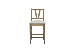 English Elm Counter Height Saddle Stool with Hickory Veneer Saddle Seat and Hand-Forged Metal Base, Durable Design Almond 42.75 L x 24 W x 13.75 H B2699P383854