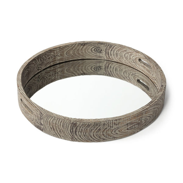 Mercana Whittier Versatile Reclaimed Wood Tray - Rustic Decor & Functional Serving Solution for Your Home Brown Wood | Mirror | 28W 37169