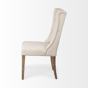 Mercana Mackenzie Elegant Plush Linen Dining Chair with Diamond Tufting and Solid Wood Base for Timeless Style 67510