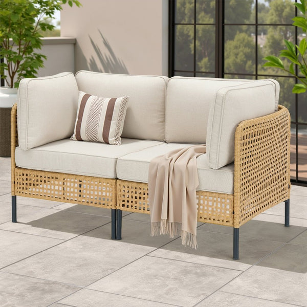 English Elm Outdoor Wicker Swivel Glider Chair Set Patio Rocker with Plush T Back Cushions T3773P419996