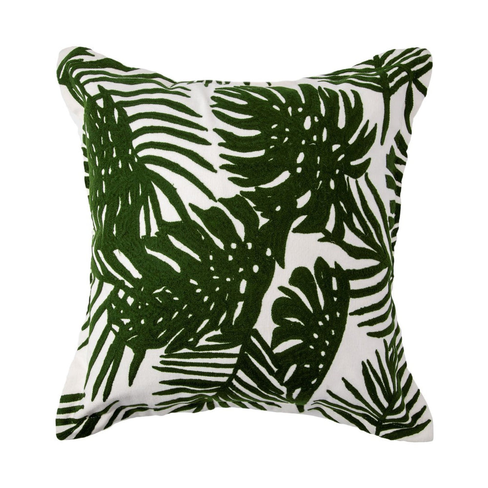 Mercana Boyle Tropical Palm Leaf Decorative Pillow Cover – Fresh Coastal Accent for Your Home Décor Green Fabric | 20x20 67351