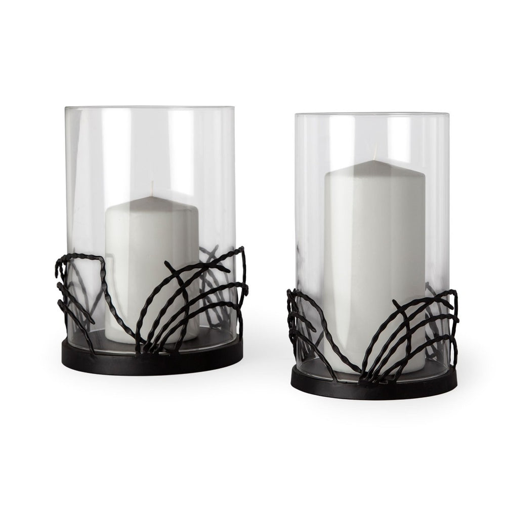 Mercana Cutlass Elegant Candle Holders with Glass Hurricane Sleeves for Modern Home Décor and Styling 67872