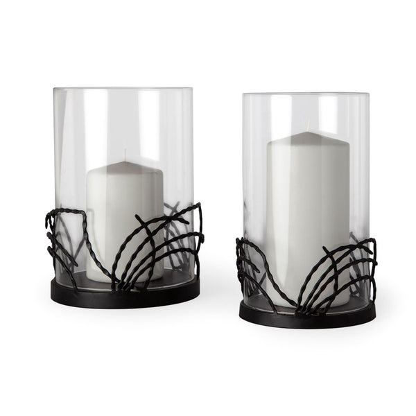 Mercana Cutlass Elegant Candle Holders with Glass Hurricane Sleeves for Modern Home Décor and Styling 67872