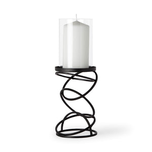 Mercana Omega Candle Holder - Modern Stacked Ring Design in Matte Finish for Elegant Tabletop Décor Black Metal | 14H 67878