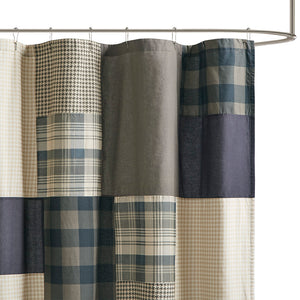JLA Home Woolrich - 100% Cotton Woolrich Winter Hills Shower Curtain — 144TC Lightweight Plaid Patchwork, Rustic Cabin Style, Machine Washable 72x72 WR70-1815