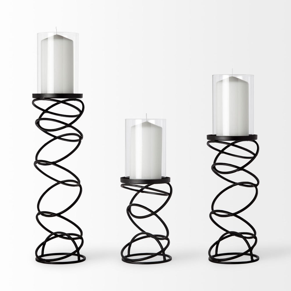 Mercana Omega Candle Holder - Modern Stacked Ring Design in Matte Finish for Elegant Tabletop Décor Black Metal | 14H 67878