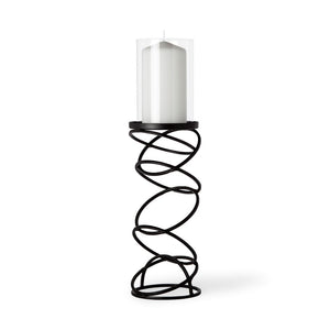 Mercana Omega Candle Holder - Modern Stacked Ring Design in Matte Finish for Elegant Tabletop Décor Black Metal | 17H 67879