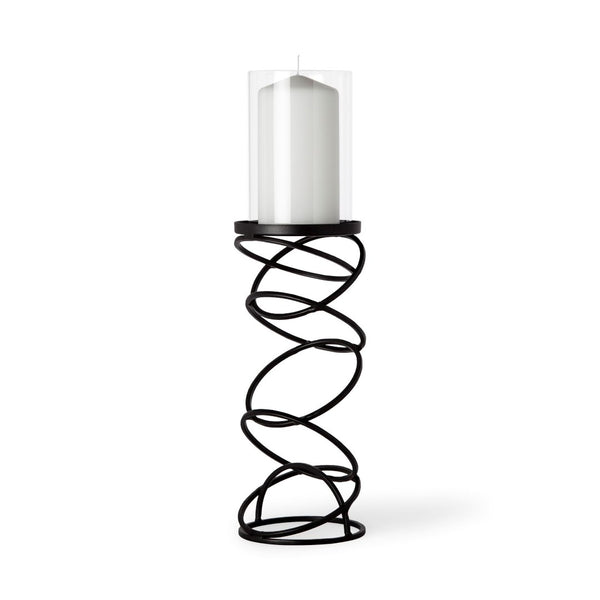 Mercana Omega Candle Holder - Modern Stacked Ring Design in Matte Finish for Elegant Tabletop Décor Black Metal | 17H 67879
