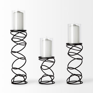 Mercana Omega Candle Holder - Modern Stacked Ring Design in Matte Finish for Elegant Tabletop Décor Black Metal |  21.3H 67880