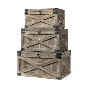 Mercana Port Moody Decorative Storage Boxes - Rustic Wooden Charm for Farmhouse & Urban Interiors 67980