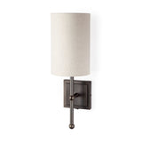 Bourgeois II 9x16 White Fabric Shade Brown Metal Base Wall Sconce