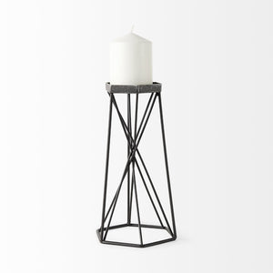 Mercana Sixx Hexagonal Candle Holder - Modern Industrial Design for Stylish Home Décor & Tabletop Display Antiqued Metal | 11H 67887