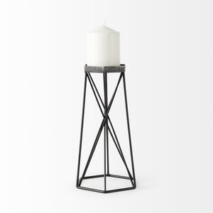 Mercana Sixx Hexagonal Candle Holder - Modern Industrial Design for Stylish Home Décor & Tabletop Display Antiqued Metal | 11H 67887