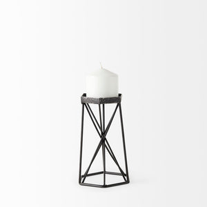 Mercana Sixx Hexagonal Candle Holder - Modern Industrial Design for Stylish Home Décor & Tabletop Display Antiqued Metal | 8.1H 67886