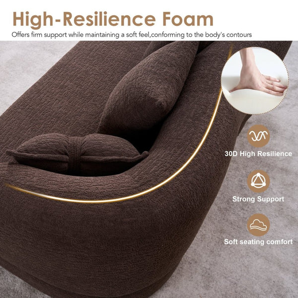 English Elm (old Sku W2231p392100) Chenille Sleeper Sofa Foldable Convertible Loveseat with Four Pillows Brown W2231P466739