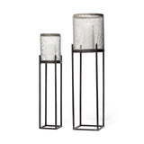 Steen Set of Two Black Meshed Metal Candle Holder Lanterns