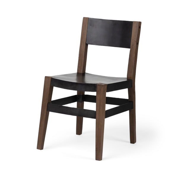 Mercana Nell Industrial-Modern Dining Chair with Solid Mango Wood Base and Matte Iron Seat for Comfort 67847