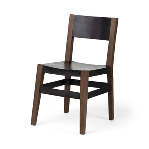 Mercana Nell I Black Iron Seat Solid Brown Wooden Base Dining Chair 67847