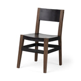 Nell I Black Iron Seat Solid Brown Wooden Base Dining Chair