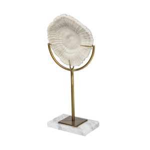 Mercana Sandy Coastal Sand Dollar Object - Elegant Sculptural Decor with Gold Accents for Chic Interiors White Resin | 12H 67983