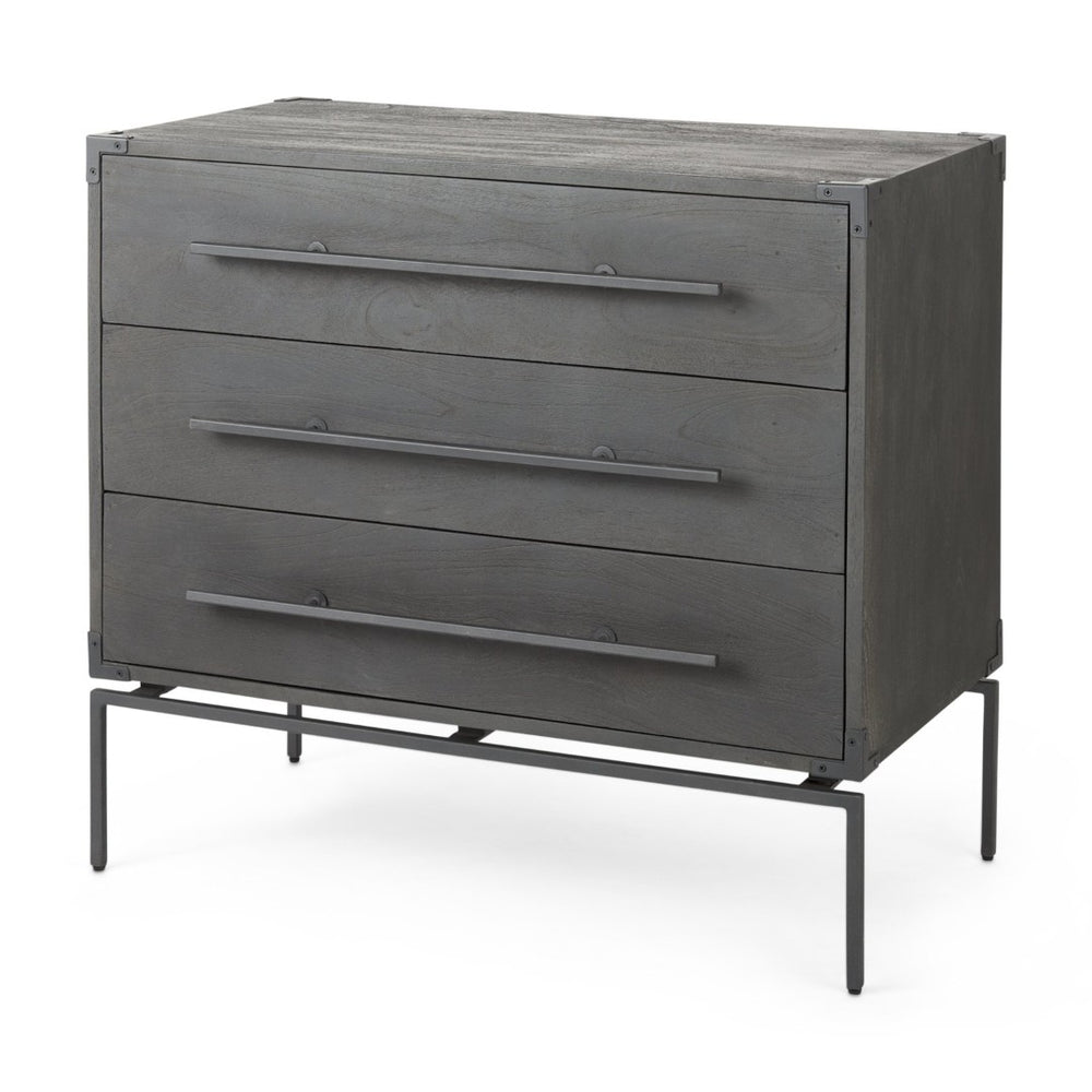 Mercana Ward 34L x 18W Industrial 3 Drawer Accent Cabinet with Iron Base for Modern Urban Living Spaces 67826
