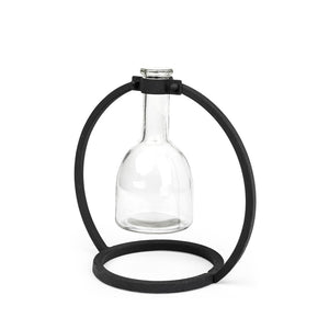 Mercana Monica I Striking Matte Metal and Glass Bottle Vase for Modern Desert-Inspired Home Decor Black Metal |  8.3H 67909