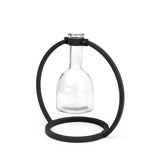 Monica I Short Black Metal Glass Bottle Vase