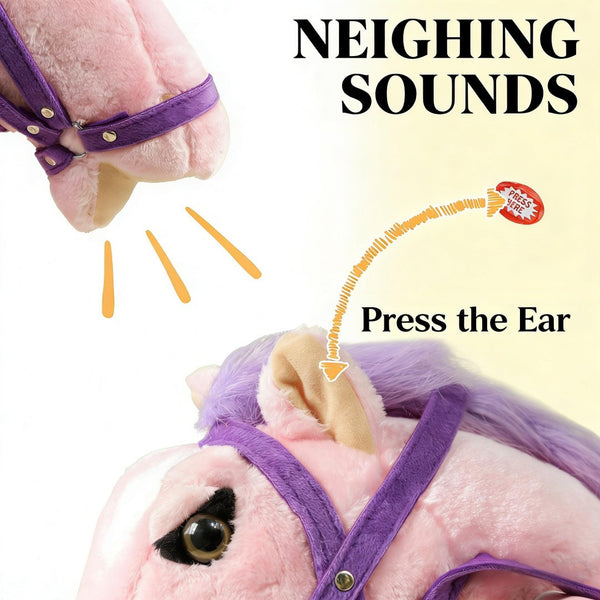 English Elm Soft Plush Spring Rocking Horse with Saddle Reins and Sounds for Kids Ages 3 to 8 T3971P442632
